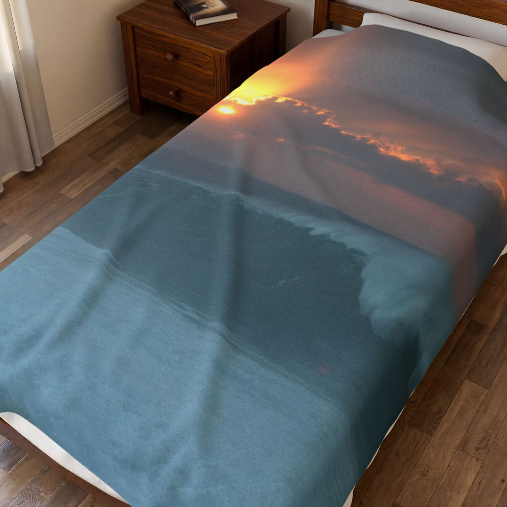 Sun Over The Swell Velveteen Plush Throw Blanket