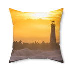 Golden Lighthouse Throw Pillow