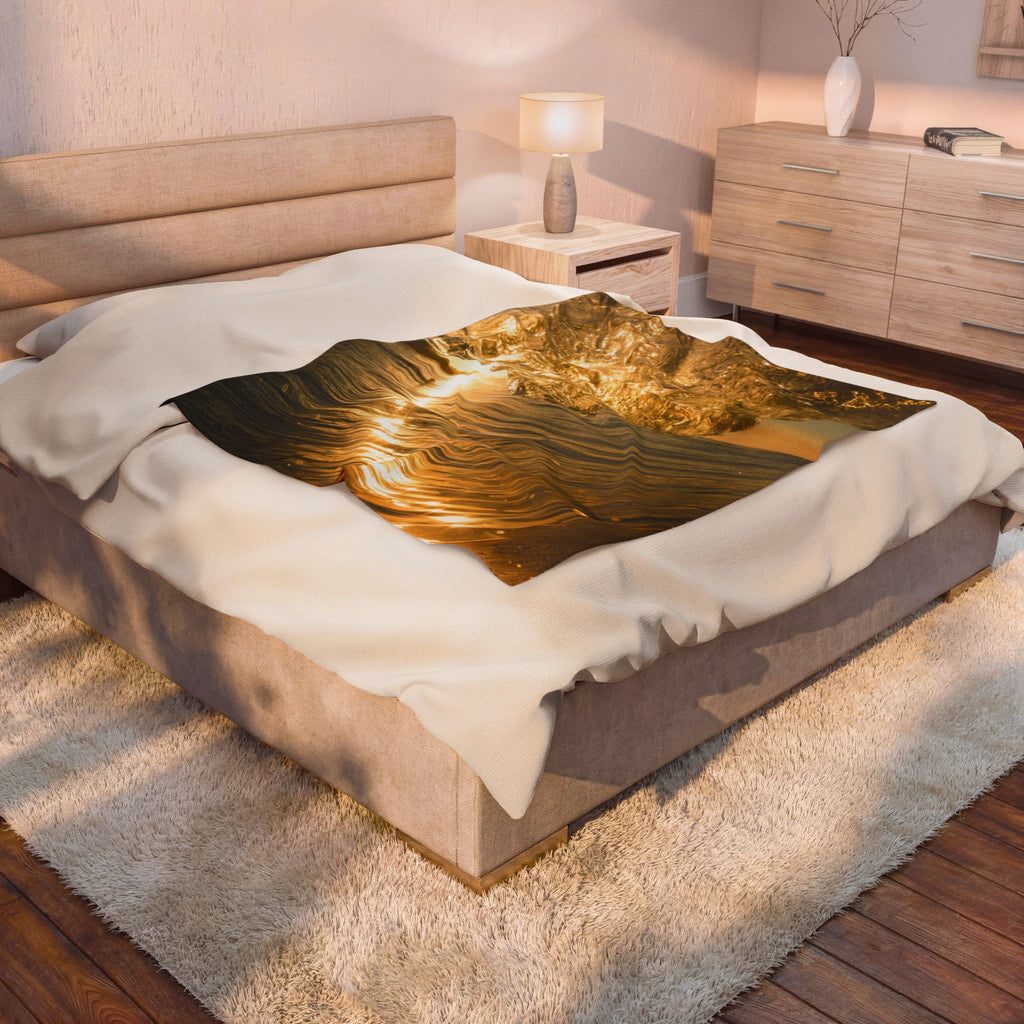 Liquid Gold Velveteen Plush Throw Blanket