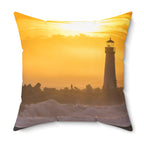 Golden Lighthouse Throw Pillow