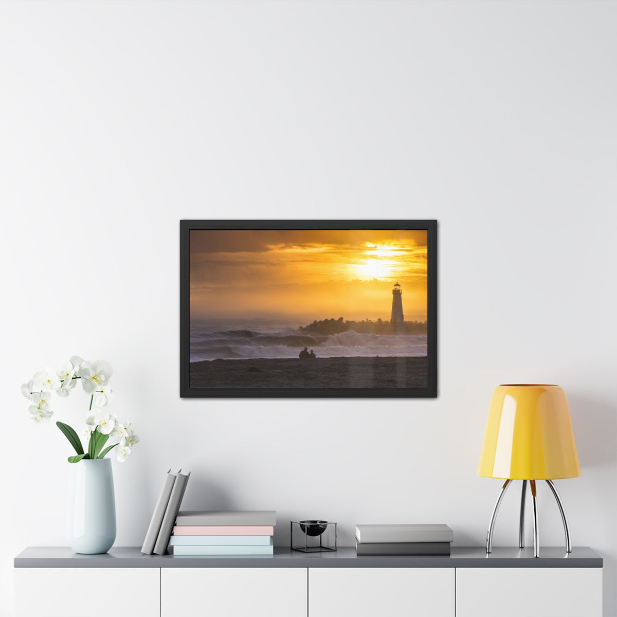 Golden Lighthouse Framed Poster