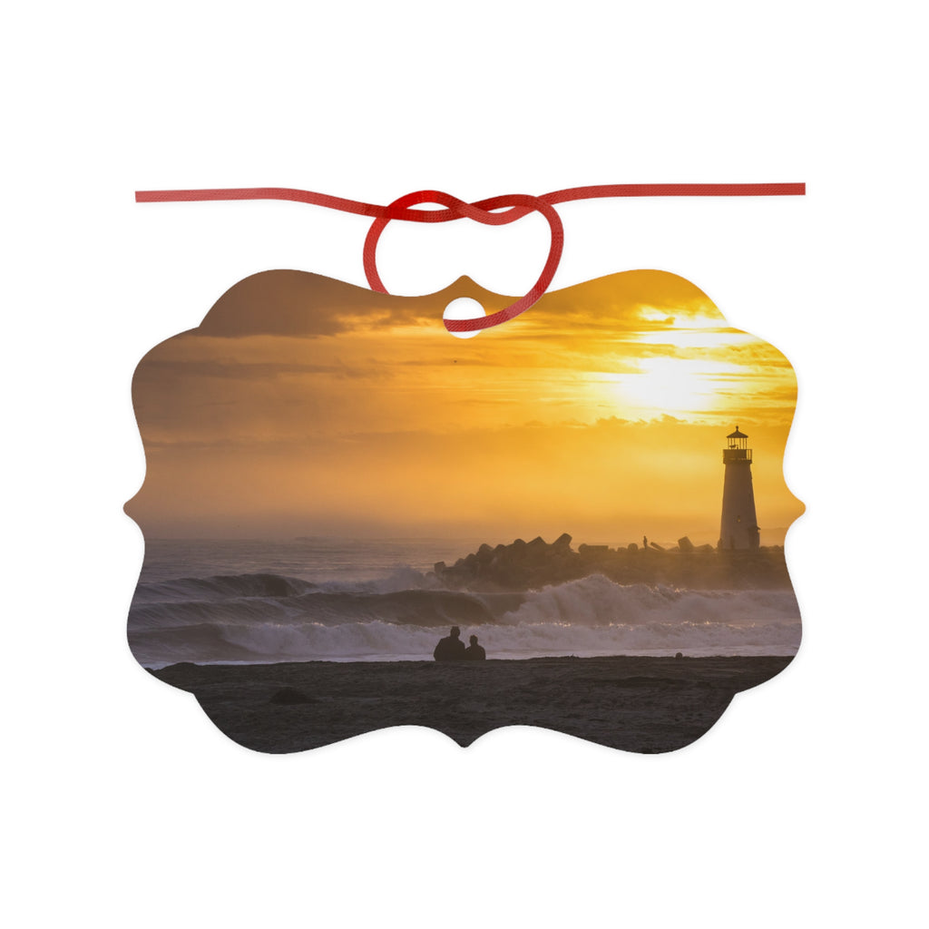 Golden Lighthouse Aluminum Ornament