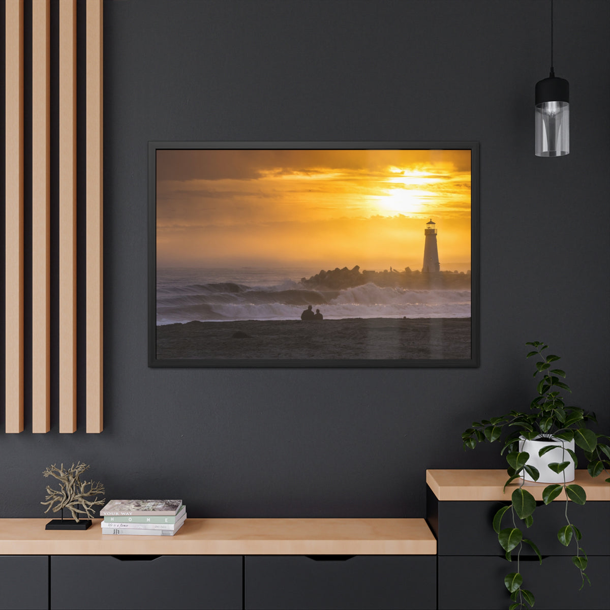 Golden Lighthouse Framed Poster