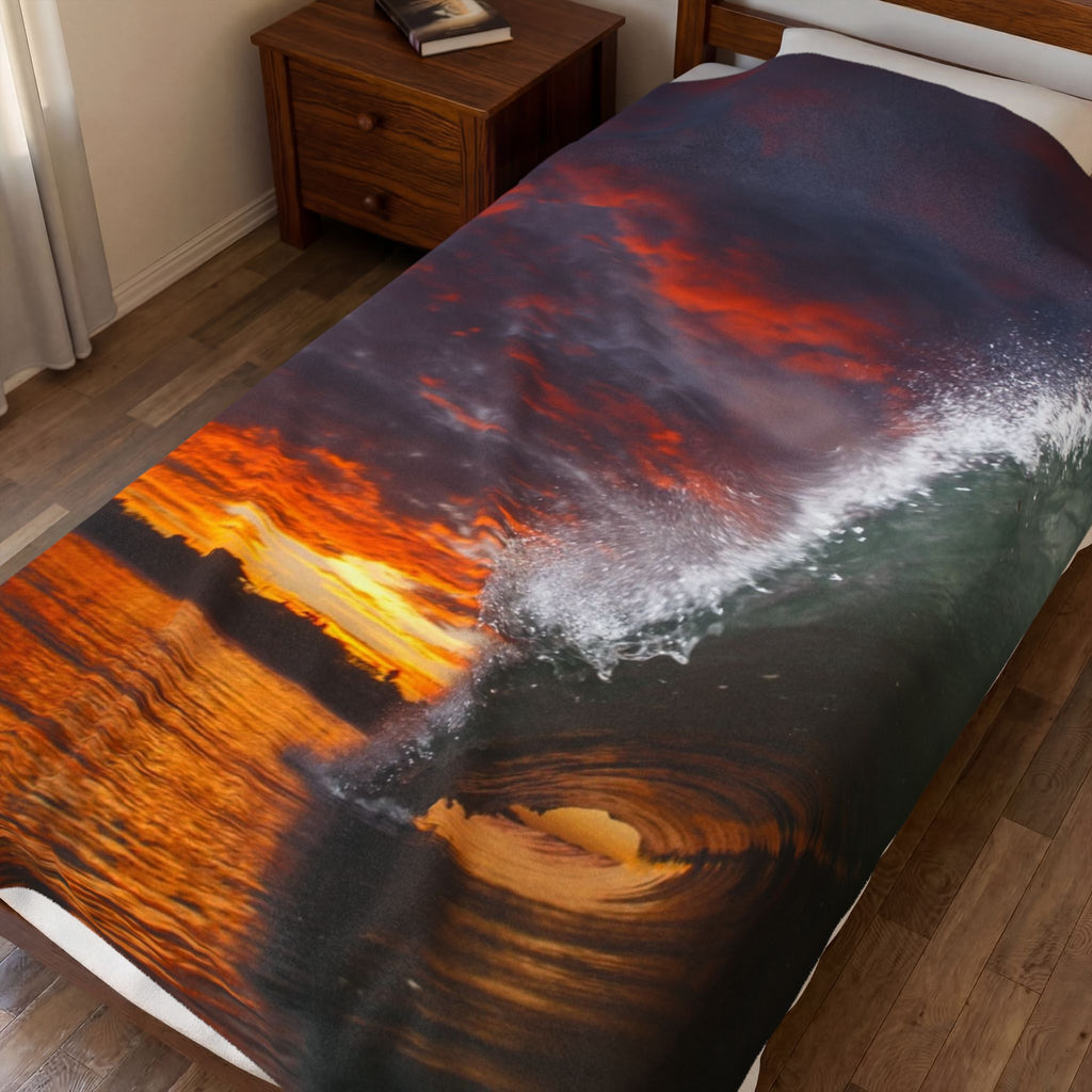 Burning Sky Barrel Velveteen Plush Throw Blanket