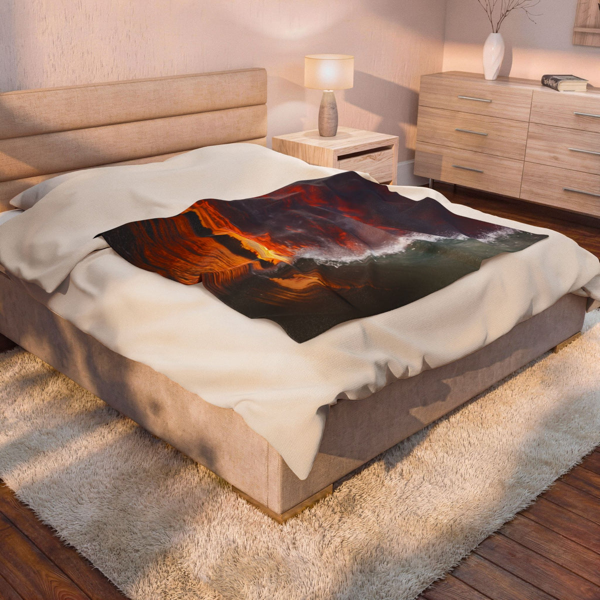 Burning Sky Barrel Velveteen Plush Throw Blanket