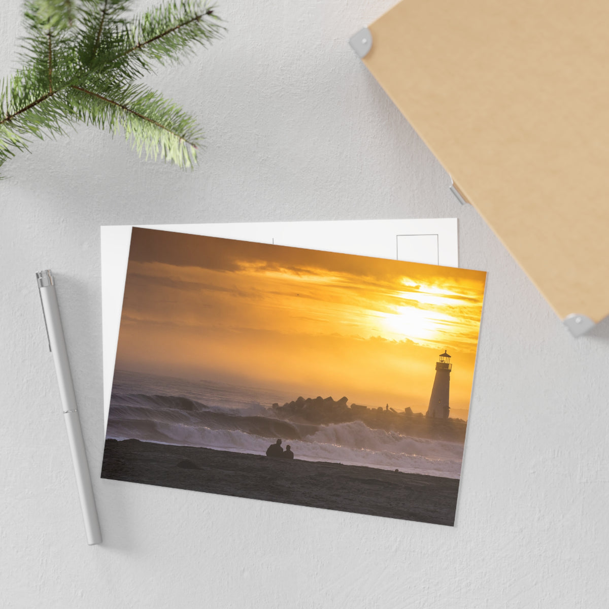 Golden Lighthouse Fine Art Postcards