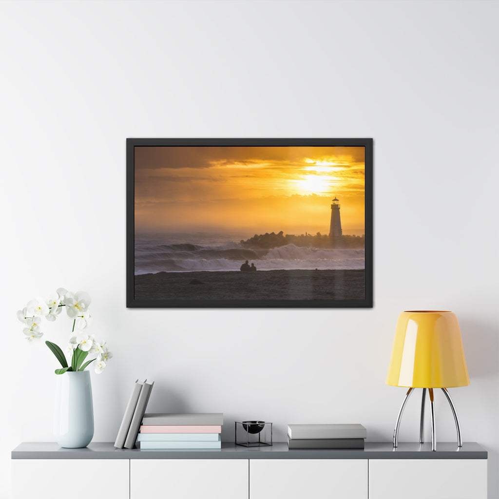 Golden Lighthouse Framed Poster