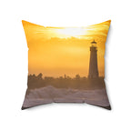 Golden Lighthouse Throw Pillow