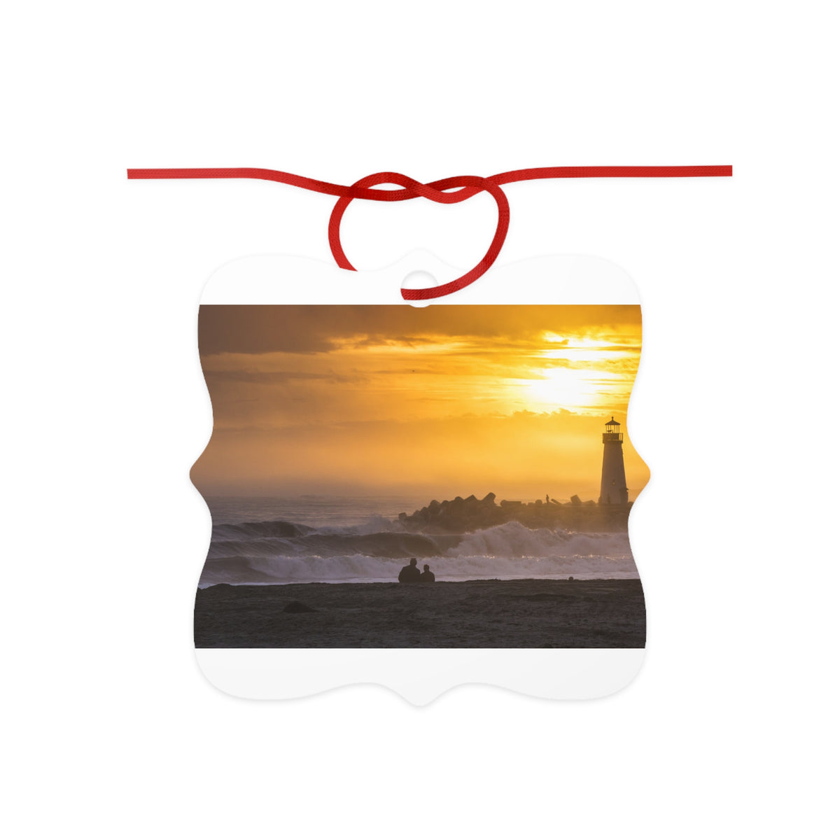 Golden Lighthouse Aluminum Ornament