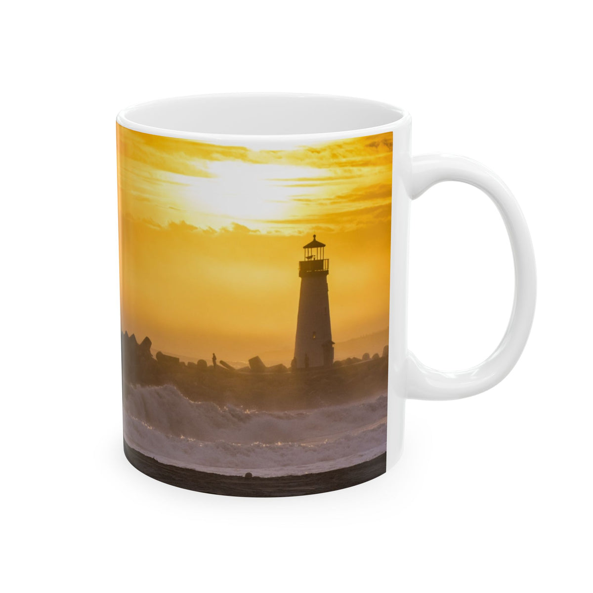 Golden Lighthouse Ceramic Mug