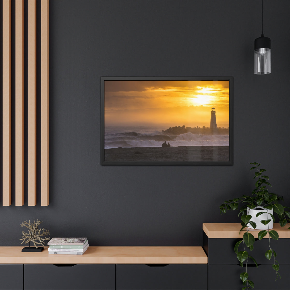 Golden Lighthouse Framed Poster