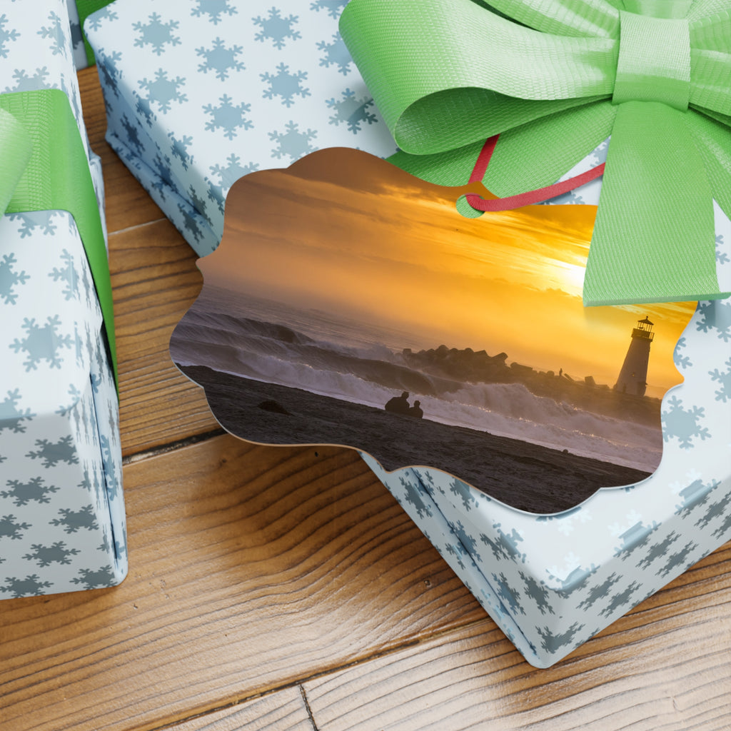 Golden Lighthouse Aluminum Ornament