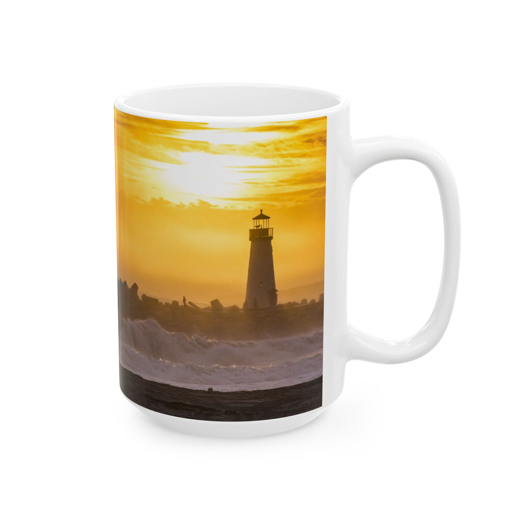 Golden Lighthouse Ceramic Mug