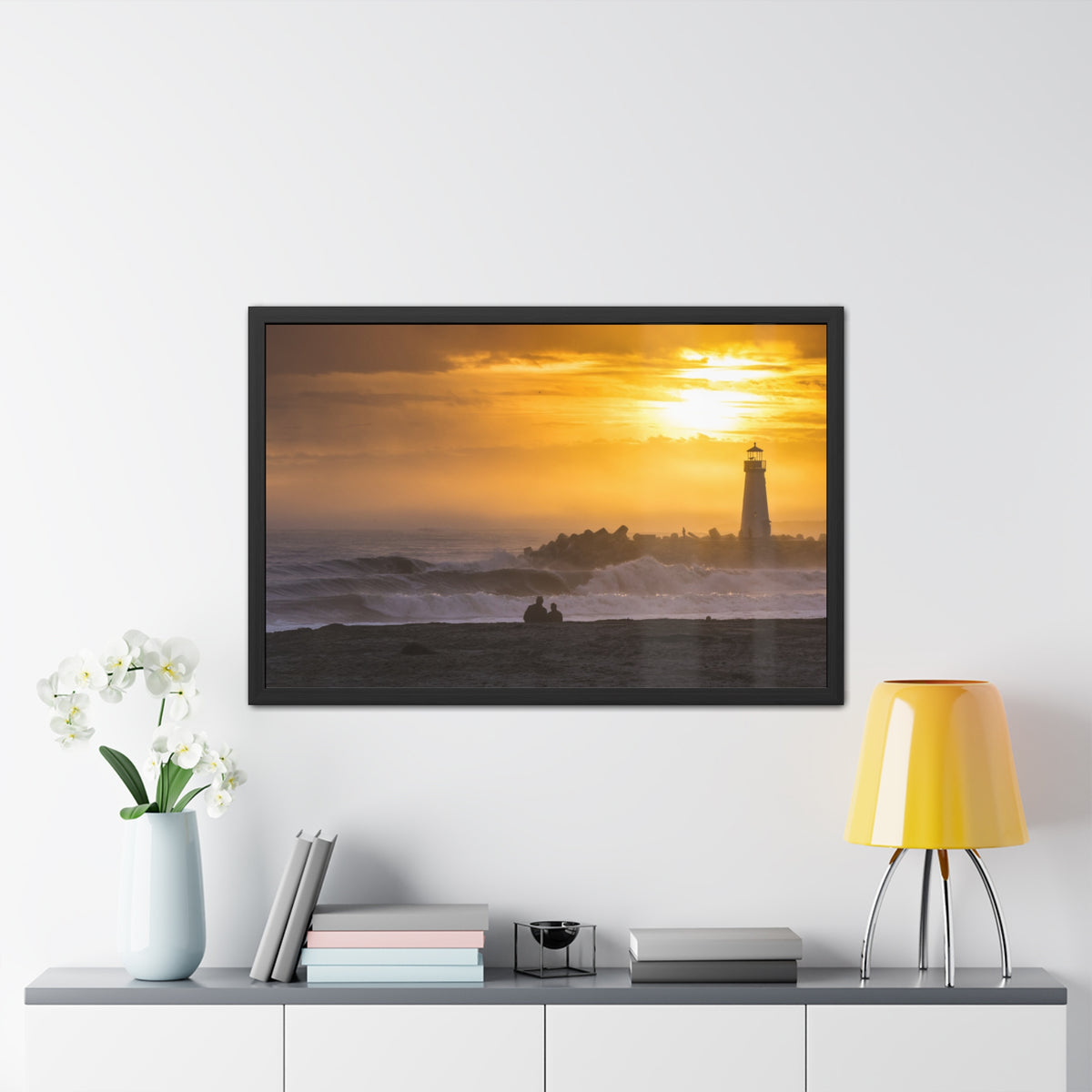 Golden Lighthouse Framed Poster
