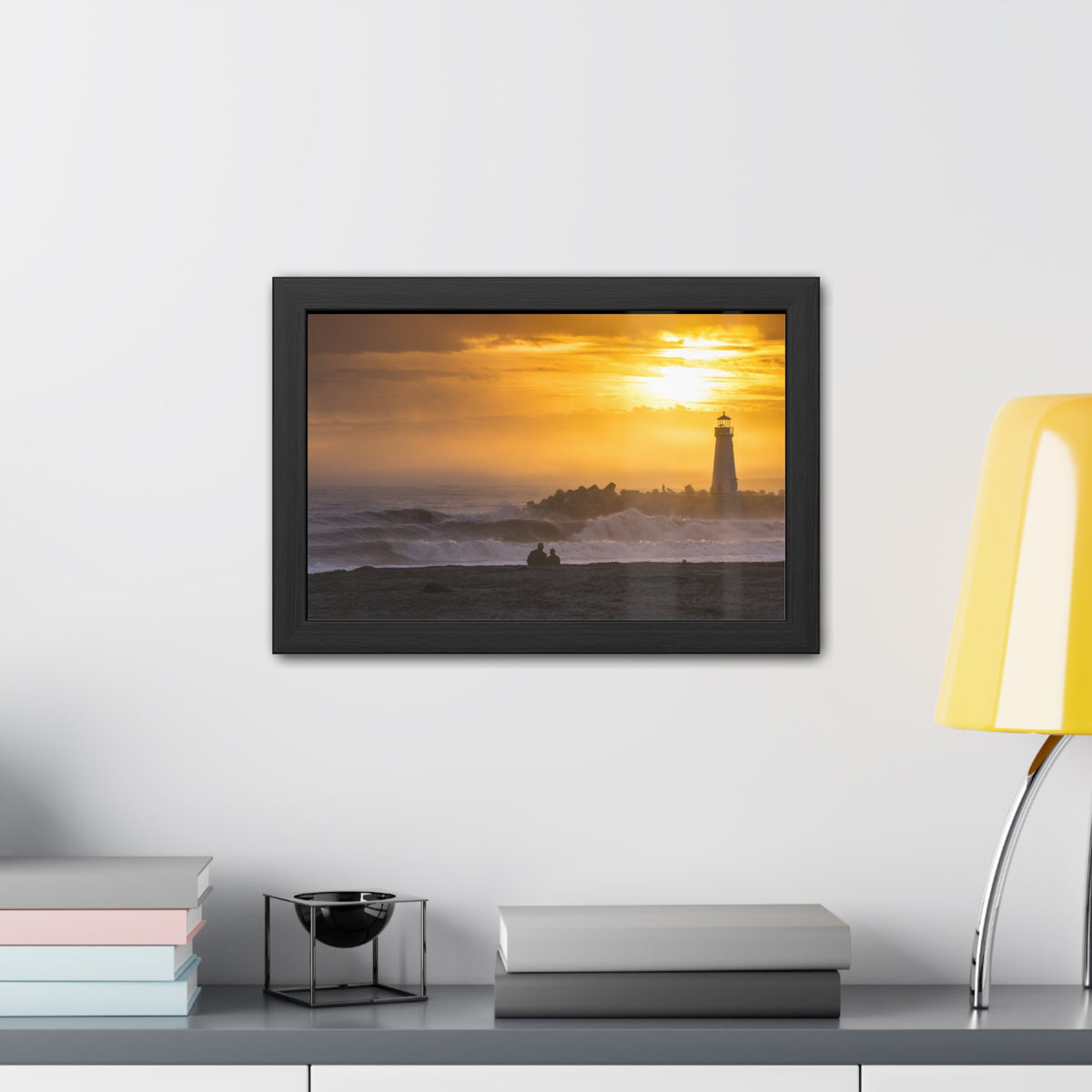 Golden Lighthouse Framed Poster