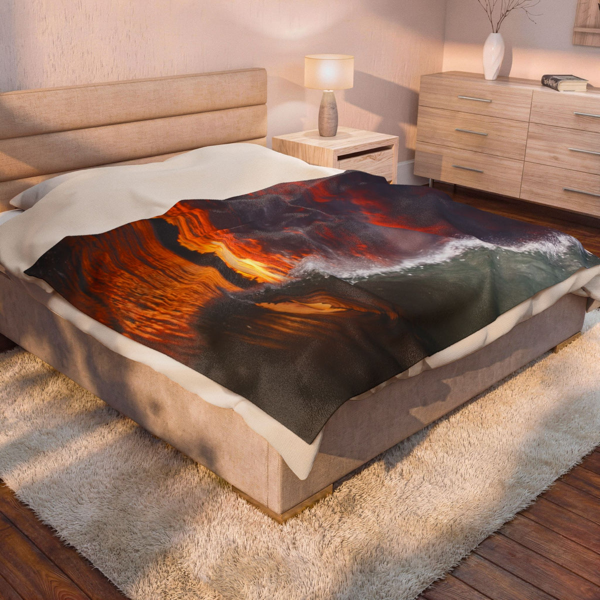 Burning Sky Barrel Velveteen Plush Throw Blanket
