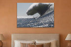 Silver Sea metal print hanging above furniture in a living space