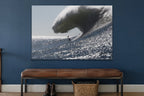 Silver Sea metal print hanging above furniture in a living space